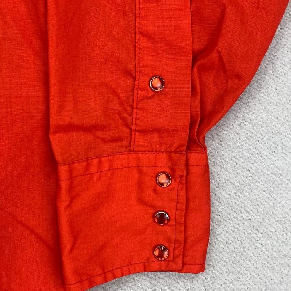 VTG 70s Dickson-Jenkins Snap Shirt Mens Large Red Long Sleeve Western Cowboy - Picture 3 of 10